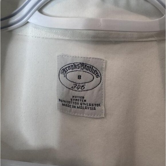 Brooks Brothers 346 long sleeve ruffled neck button up top white women's size 8 - Picture 6 of 6